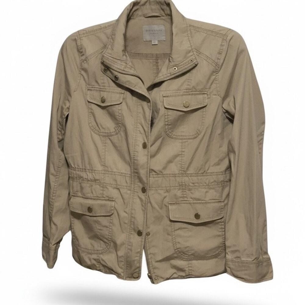 St Johns Bay Khaki Cotton Lightweight Utility Jacket Pockets Size Small